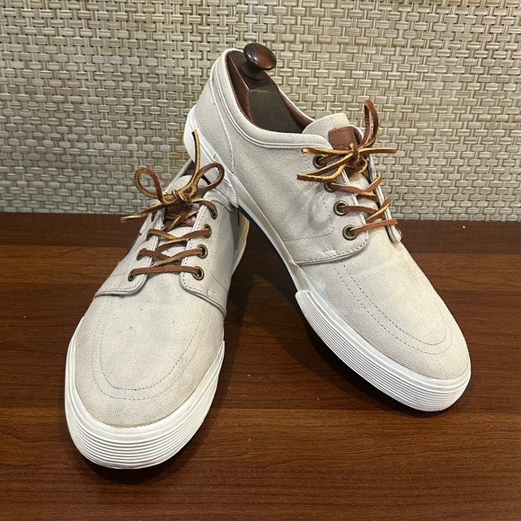 🌟HP🌟Polo by Ralph Lauren Tan Faxon Canvas Sneakers 9.5D - Picture 1 of 11